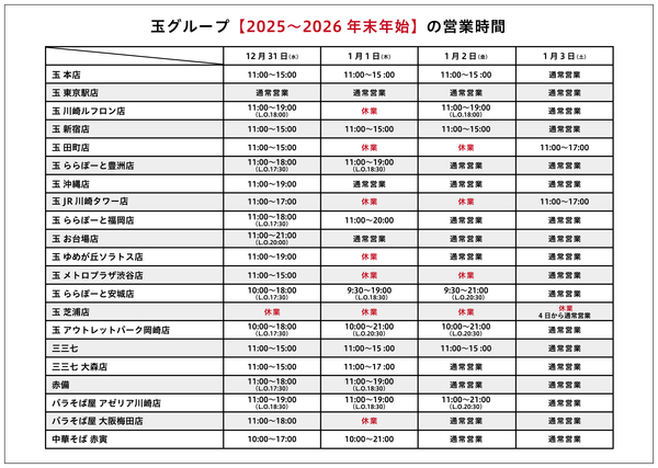 【2025-2026】年末年始営業時間のお知らせ